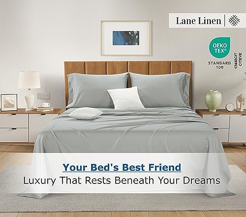 Lane Line 100% Egyptian Cotton Queen Sheet Set - 1500 TC, 4 PCs - Luxury Sateen Cotton White Bed Sheets Set - Hotel White Sheets Queen Set - 15" Deep Pocket Queen Sheets Set - White Queen Sheets