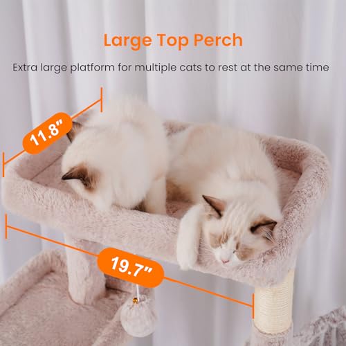 Heybly Gothic Cat Tree,78 inch Multi-Level Tall Cat Tower for Indoor Cats,2 Widened Plush Perches Cat Condo with Scracthing Board and Big Caves,Black and Red HCT033BR