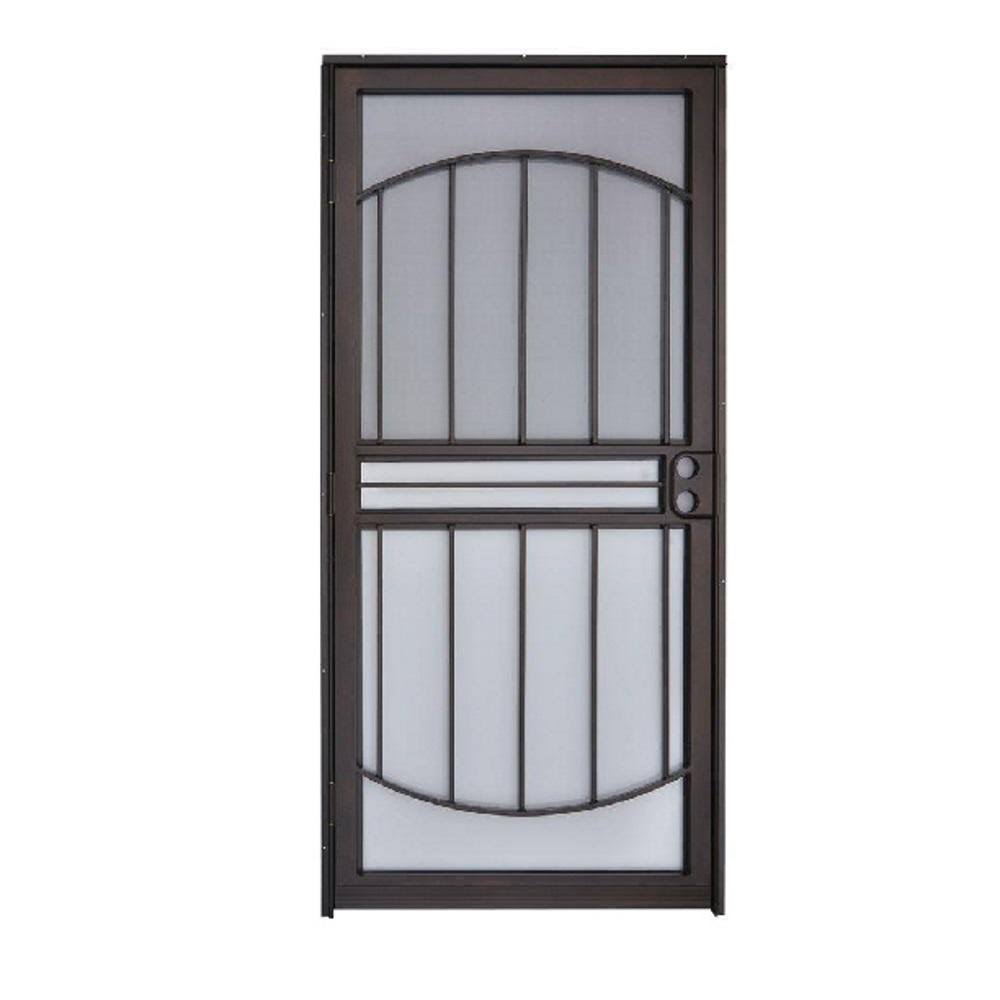 36 in. x 80 in. 555 Series Tuscany Black Steel Prehung Security Door