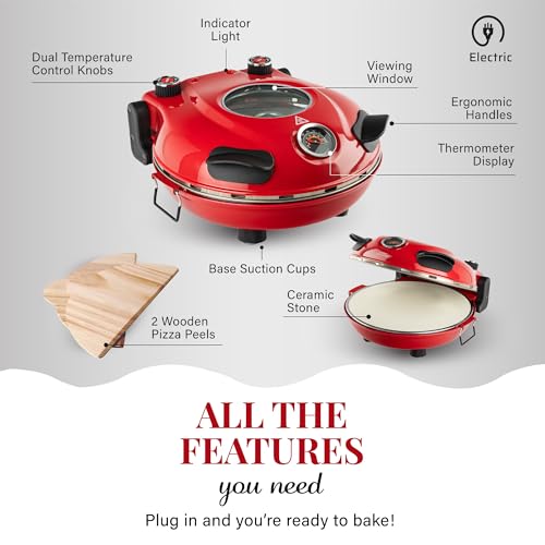 PIEZANO Crispy Crust Pizza Oven by Granitestone – Electric Pizza Oven Indoor Portable, 12 Inch Indoor Pizza Oven Countertop, Pizza Maker Heats up to 800˚F for Stone Baked Pizza at Home - Cream