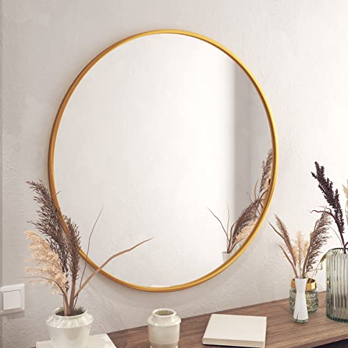 Gold Circle Wall Mirror 36 Inch Round Wall Mirror for Entryways, Washrooms, Living Rooms and More (Gold, 36")