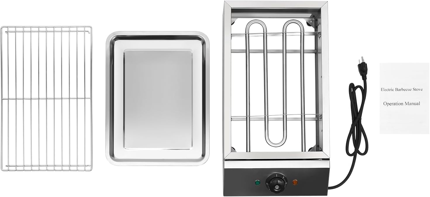 Indoor & Outdoor Electric Grill Searing Grill with Adjustable Temperature Control 572°F, 110V 1800W Electric BBQ Grill, Nonstick Cooking Surface, Dishwasher Safe Removable Grill & Grease Catcher Tray