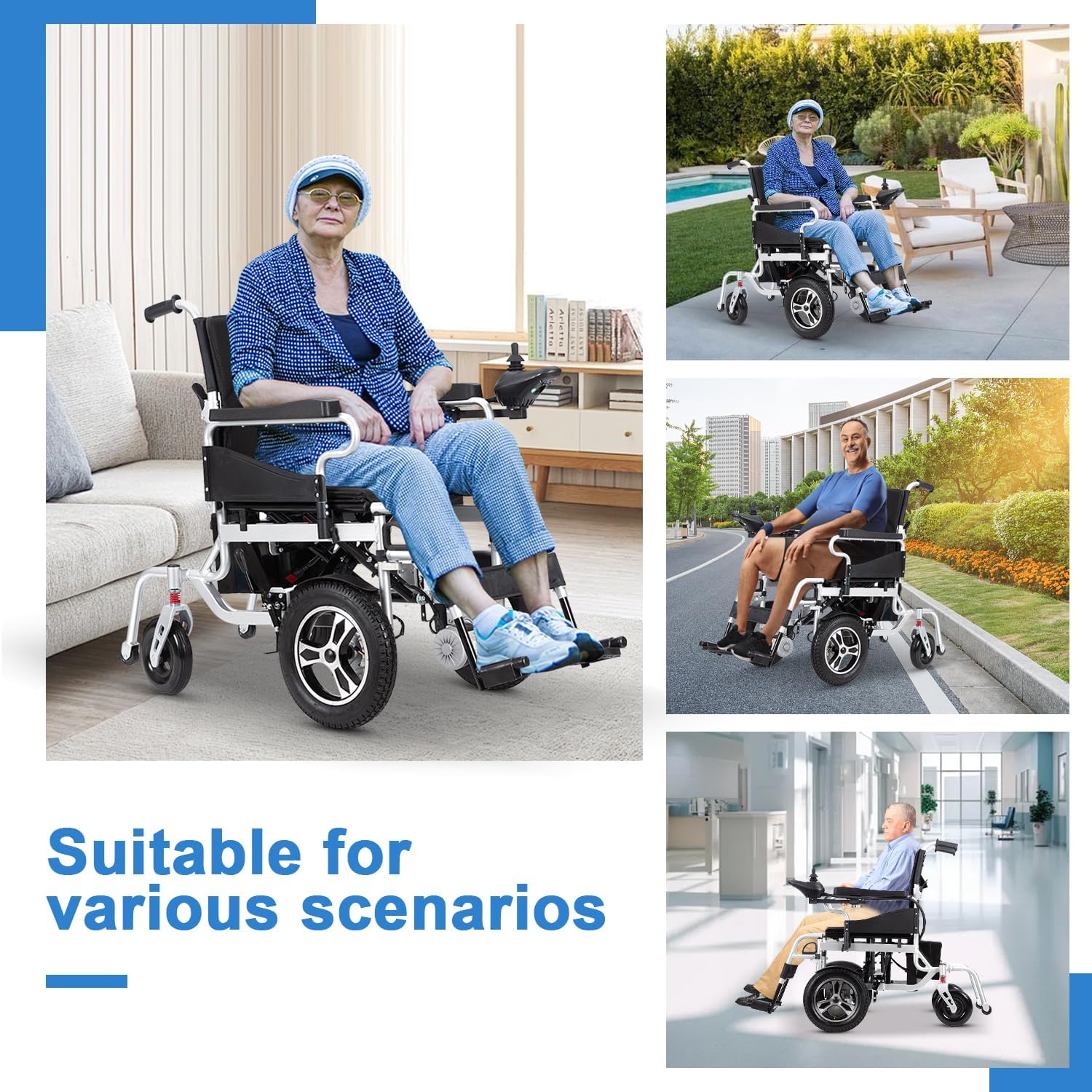 Electric Wheelchair,15 Miles Electric Wheelchairs for Adults,Lightweight Foldable All Terrain Motorized Wheelchair For Seniors,Portable Power Wheelchair for Travel,Compact Mobility Scooters-Up to330lb