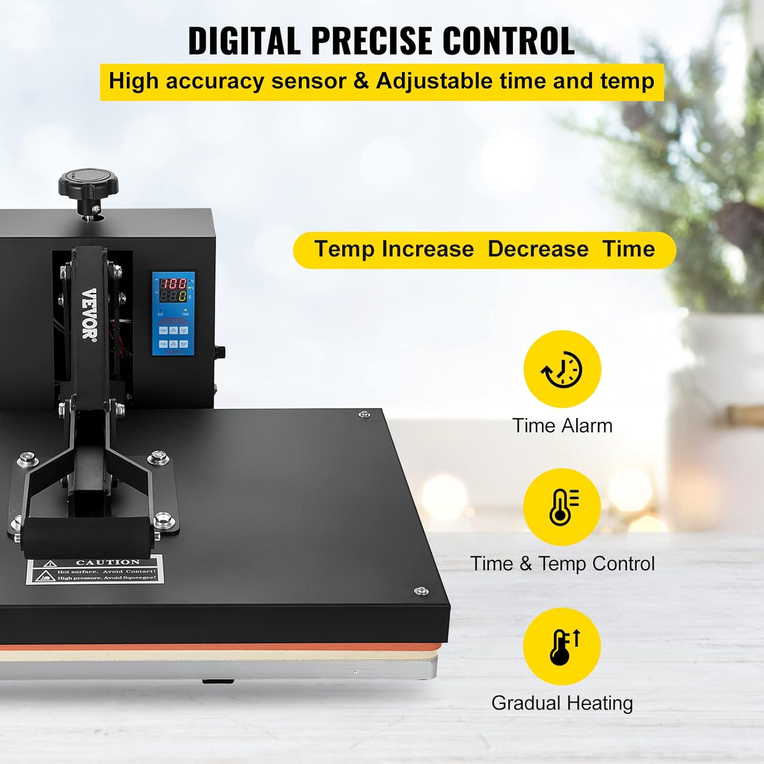 VEVOR Heat Press Machine, 16x24in / 40x61cm, Clamshell Sublimation Transfer Printer Teflon Coated, Digital Precise Heat Control, Silicone Sponge Powerpress for T-Shirt Bag Pad Pillow