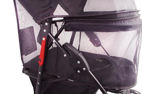 Pet Stroller Up to 55lbs Folding Lightweight Dog Stroller Cat Travel Stroller, 600D Linen Waterproof Breathable, 360° cardan Wheel, 3-in-1 Jogger Stroller for Medium Small Dogs with Basket