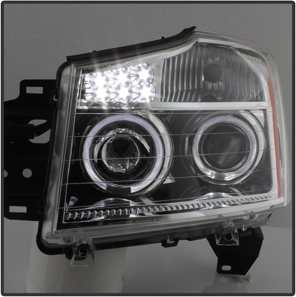 ACANII - For 2004-2015 Nissan Titan 04-07 Armada LED Dual Halo Headlights Headlamps Driver + Passenger Side