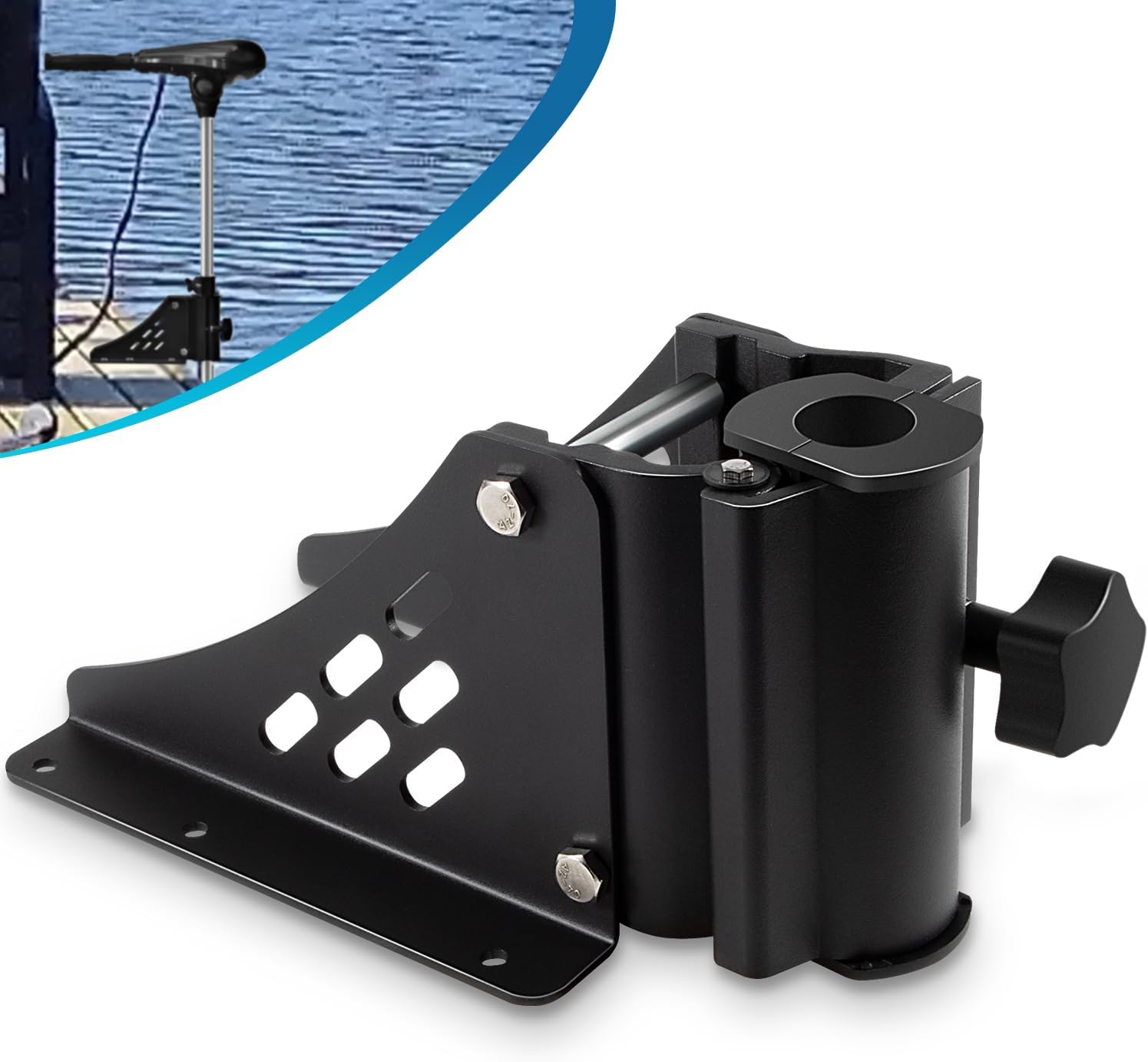 Universal Trolling Motor Deck Mount Replacement for Newport Vessels Pontoon Motor Bracket for Shafts Between 1.15" - 1.25" in Diameter