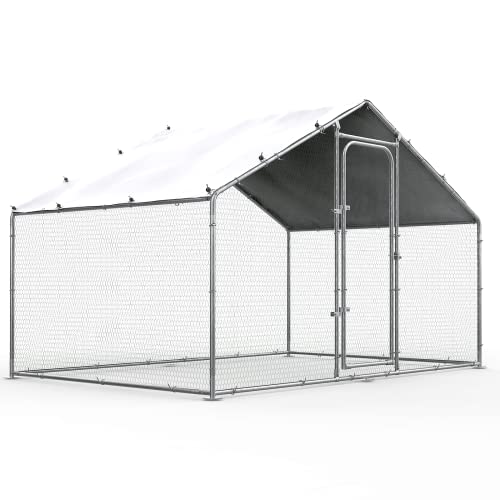 Chicken Coop Large Metal Chicken Run for Yard Walk-in Heavy Duty Chicken Pen with Waterproof and Anti-UV Cover Poultry Cage for Outdoor