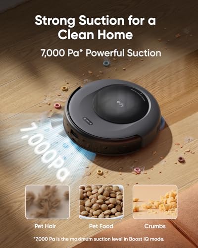 eufy Robot Vacuum Omni C20, Robot Vacuum and Mop Combo, Self Emptying, Auto Mop Washing and Auto Drying for Hands-Free Cleaning, 7000 Pa Powerful Suction, 3.35-Inch Design, All-in-One Station