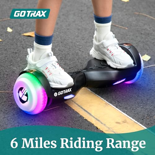 Gotrax Hoverboard with 6.5" LED Wheels & Headlight, Max 4/6 Miles Range, 6.2mph Power by Dual 200W/250W Motor, UL2272 Certified and 50.4Wh/93.6Wh Battery Self Balancing Scooters for 44-176lbs Kids