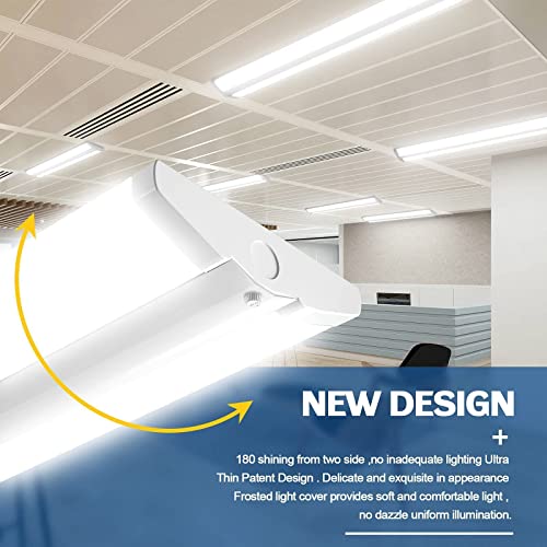 AntLux 110W 8FT LED Shop Lights Ultra Slim LED Wraparound, 12600LM, 5000K, 8 Foot Strip Light, Flush Mount Garage Office Warehouse Ceiling Lighting Fixture, 8 Foot Fluorescent Tube Replacement, 4 Pack