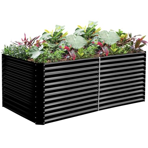Land Guard 8x4x3ft Rectangular Galvanized Raised Garden Beds, 36" Tall Large-Capacity Metal Planter Box Outdoor, Durable Deep Raised Garden Bed, Raised Beds for Gardening Vegetables, Classic Silver