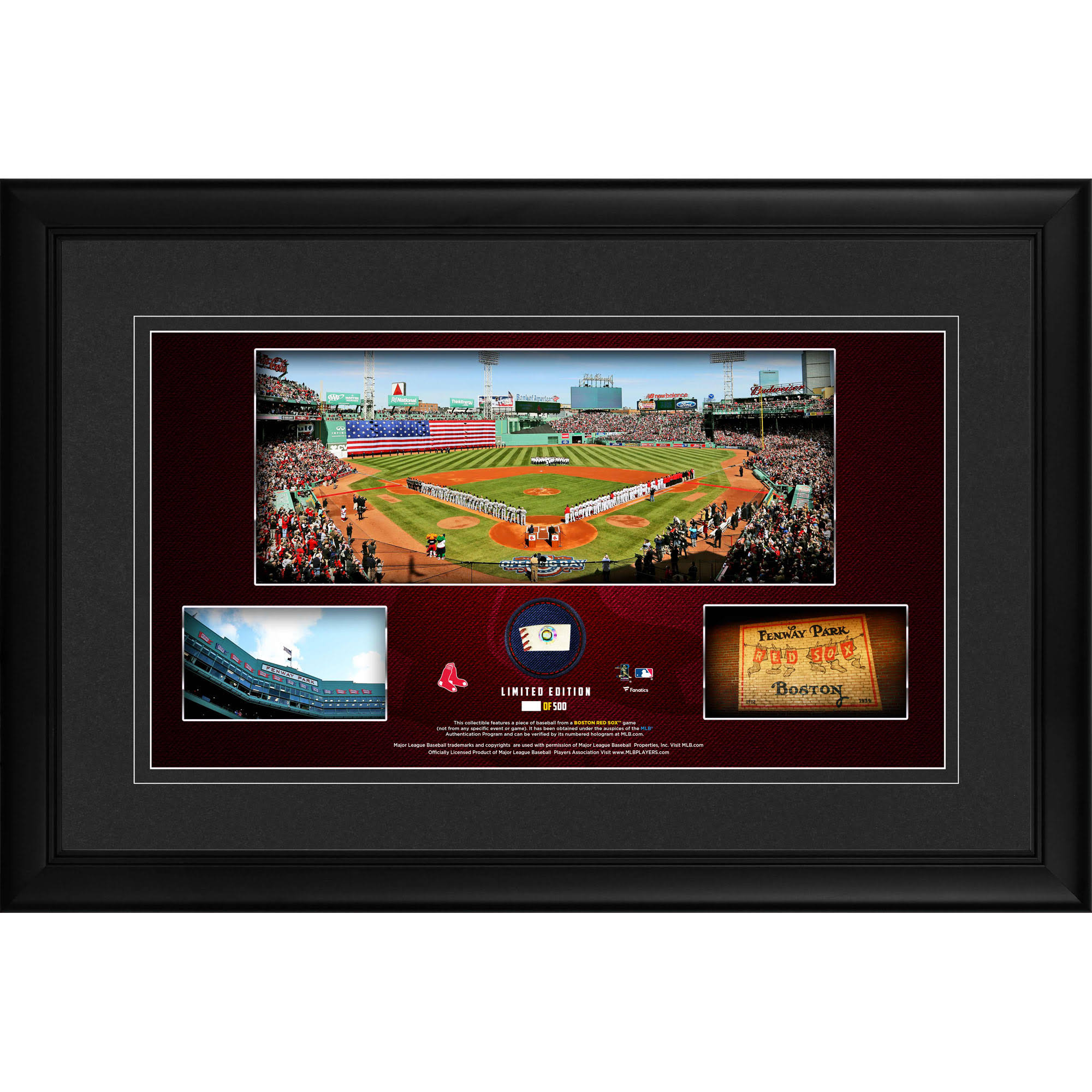 Fanatics Authentic Boston Red Sox Framed 10x22 x 18x22 Stadium Panoramic Collage with A Piece of Game-Used Baseball - Limited Ed