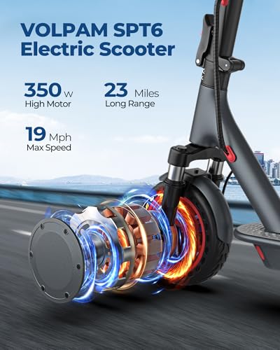 VOLPAM Electric Scooter, 350W/500W, 8.5/10 Tires, 12/21/28 Miles Range, 16/19/22Mph, Folding E-Scooter with Dual Braking