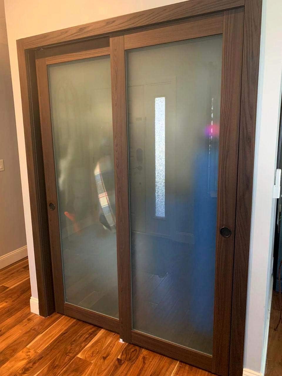 Frosted Lite Glass Door Panel Slab 32 x 84 | Planum 2102 Chocolate Ash | Use as Barn Pocket Sliding Closet | Solid Wood Core Interior Door