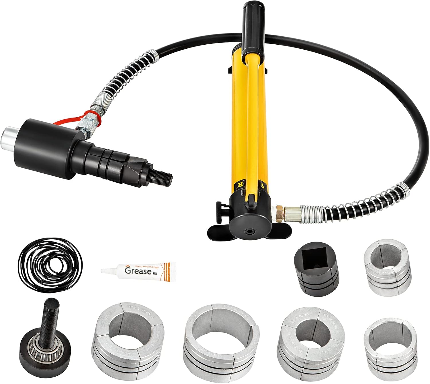 VEVOR Hydraulic Exhaust Pipe Expander, 1-5/8 to 4-1/4 size, 10 T Manual Hydraulic Pipe Stretcher w/4 Dies and 2 Storing Case for Copper, Aluminum Tubes in Car Repairing