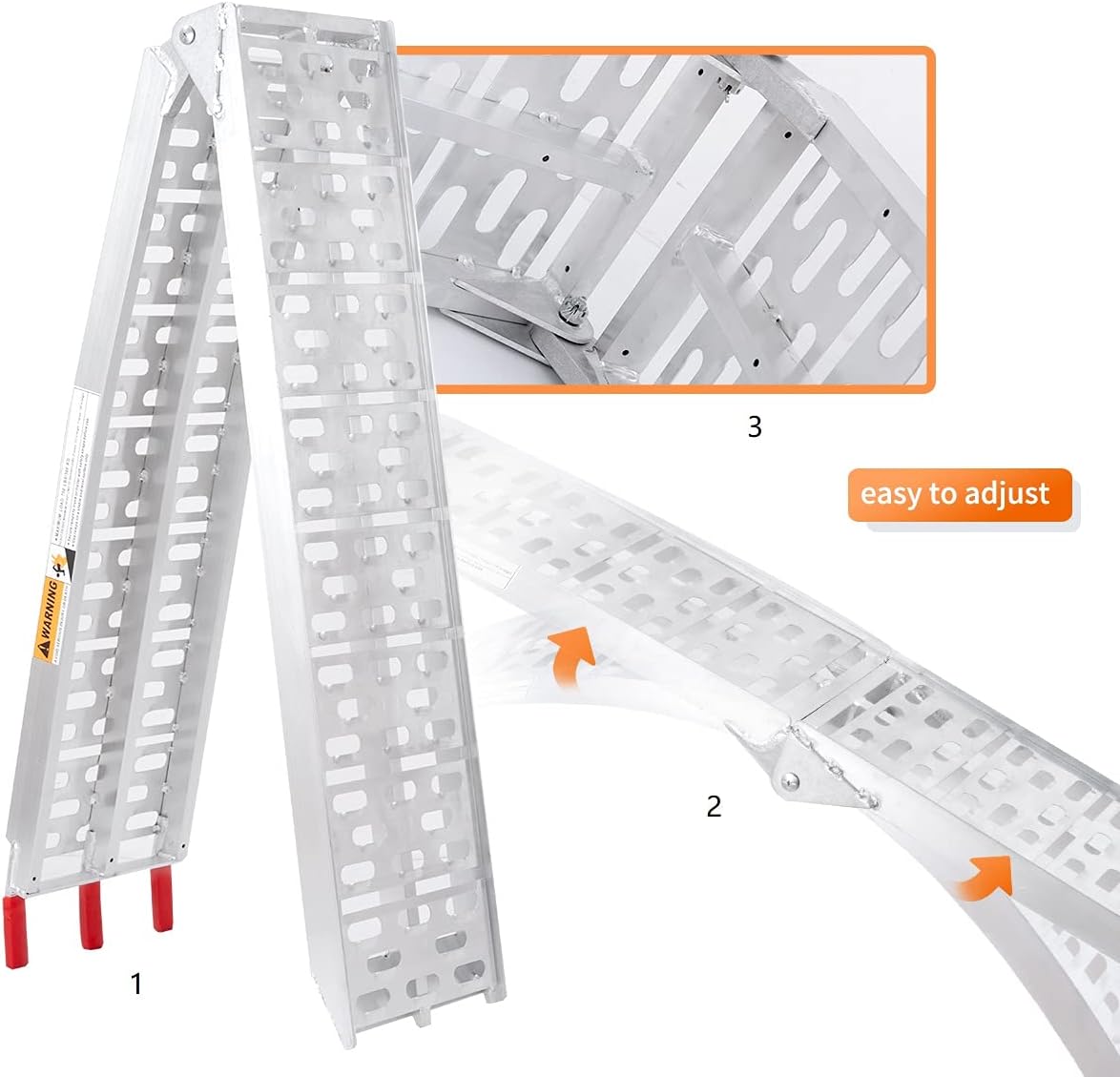 VENDAV ATV Ramps for Pickup Trucks 7.5 FT Aluminum Portable Ramps 1500 Lbs Capacity,2PC.