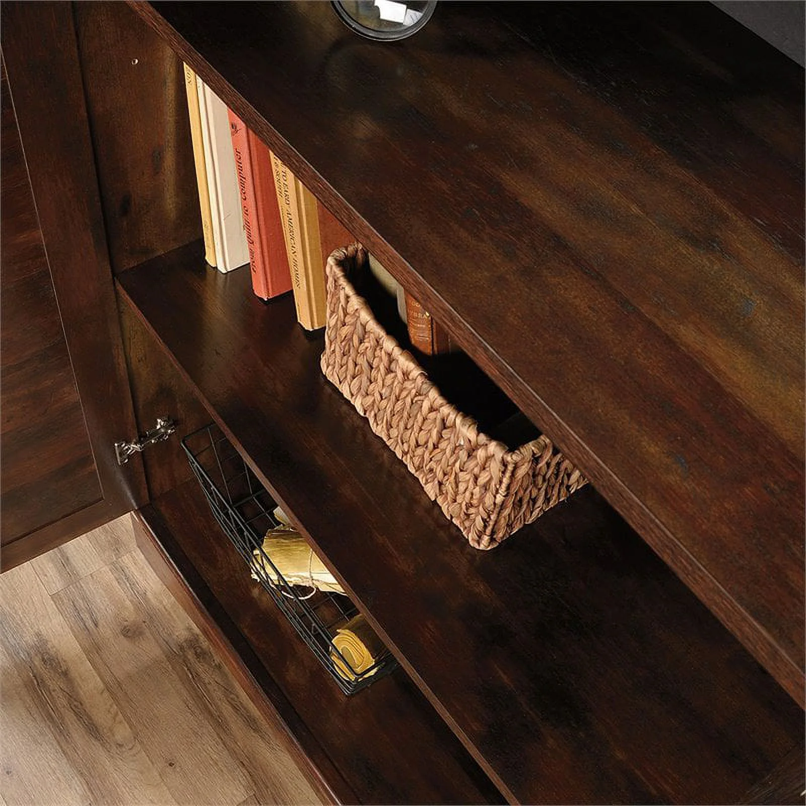Sauder Harbor View Storage Cabinet, Curado Cherry Finish
