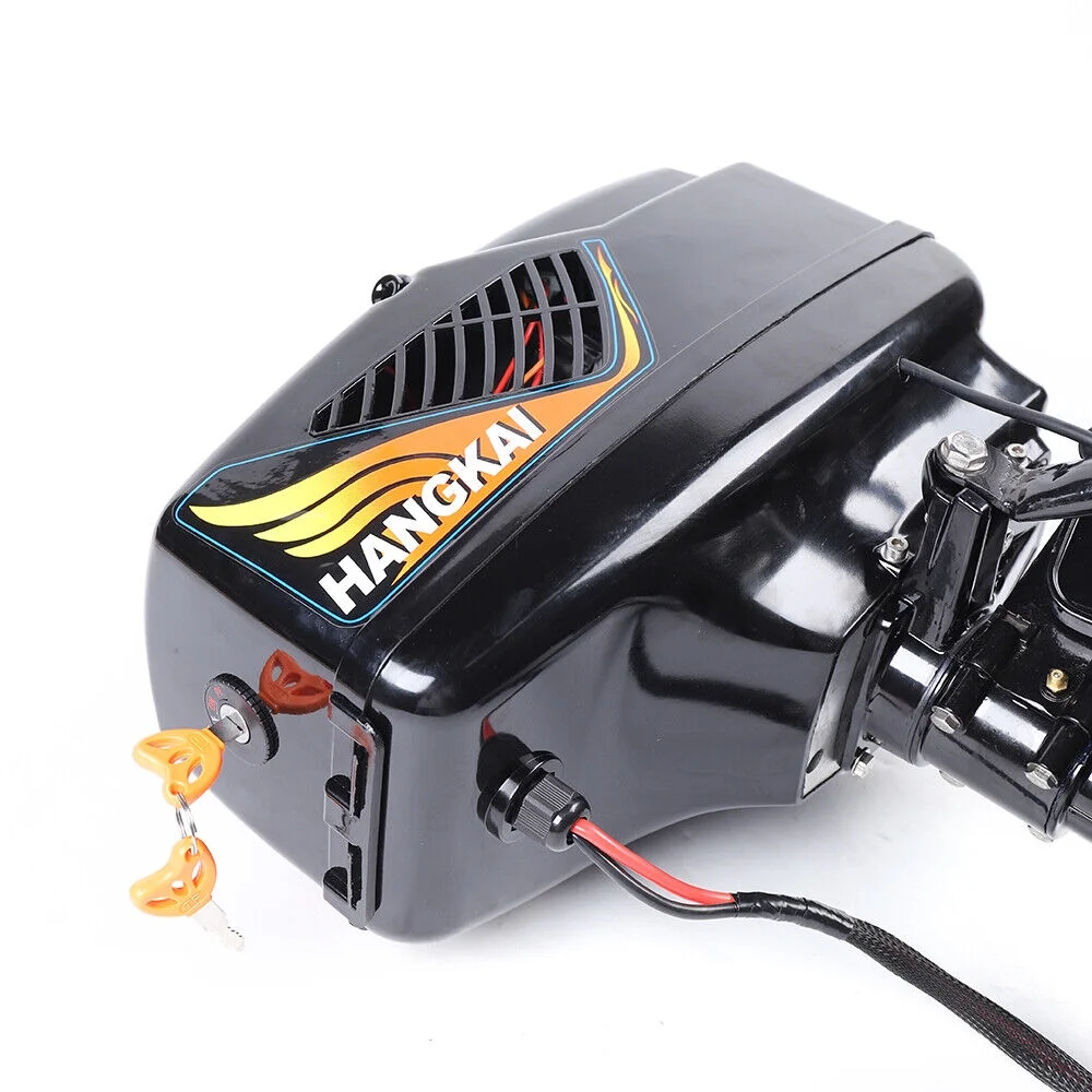 HANGKAI Electric Outboard Motor 1200W  Pure Copper Core Brushless Motor Fishing Boat Engine Long Shaft 48V Omni-directional Rotary Joystick W/ 90° Rotatable Bracket Fishing Boat Trolling