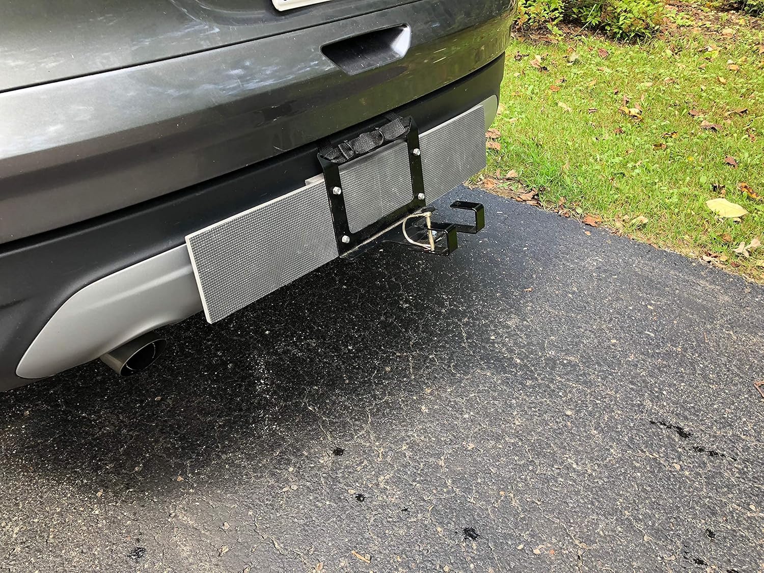 Garbage Commander Bumper Mounted Wheeled Trash/Recycle can Hauling Hitch. No Hitch Needed uses Vehicles Rear Latch for mounting.