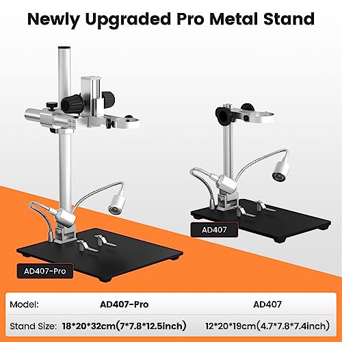 Andonstar AD407 3D HDMI Soldering Digital Microscope with Pro Metal Stand 4MP UHD and 7 inch Adjustable LCD Screen USB Video Microscopes for Phone Repairing SMT SMD DIY