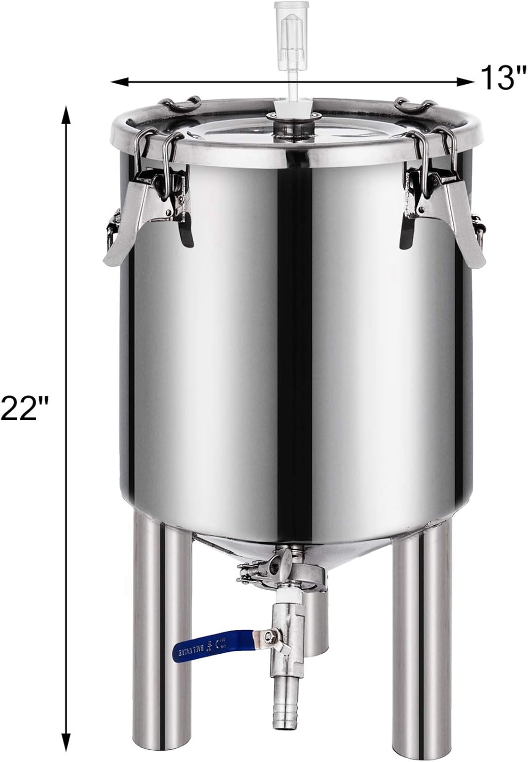 VBENLEM 7 Gallon Home Brewing Chronical Fermenter Stainless Steel Brew Bucket Fermenter with Conical Base