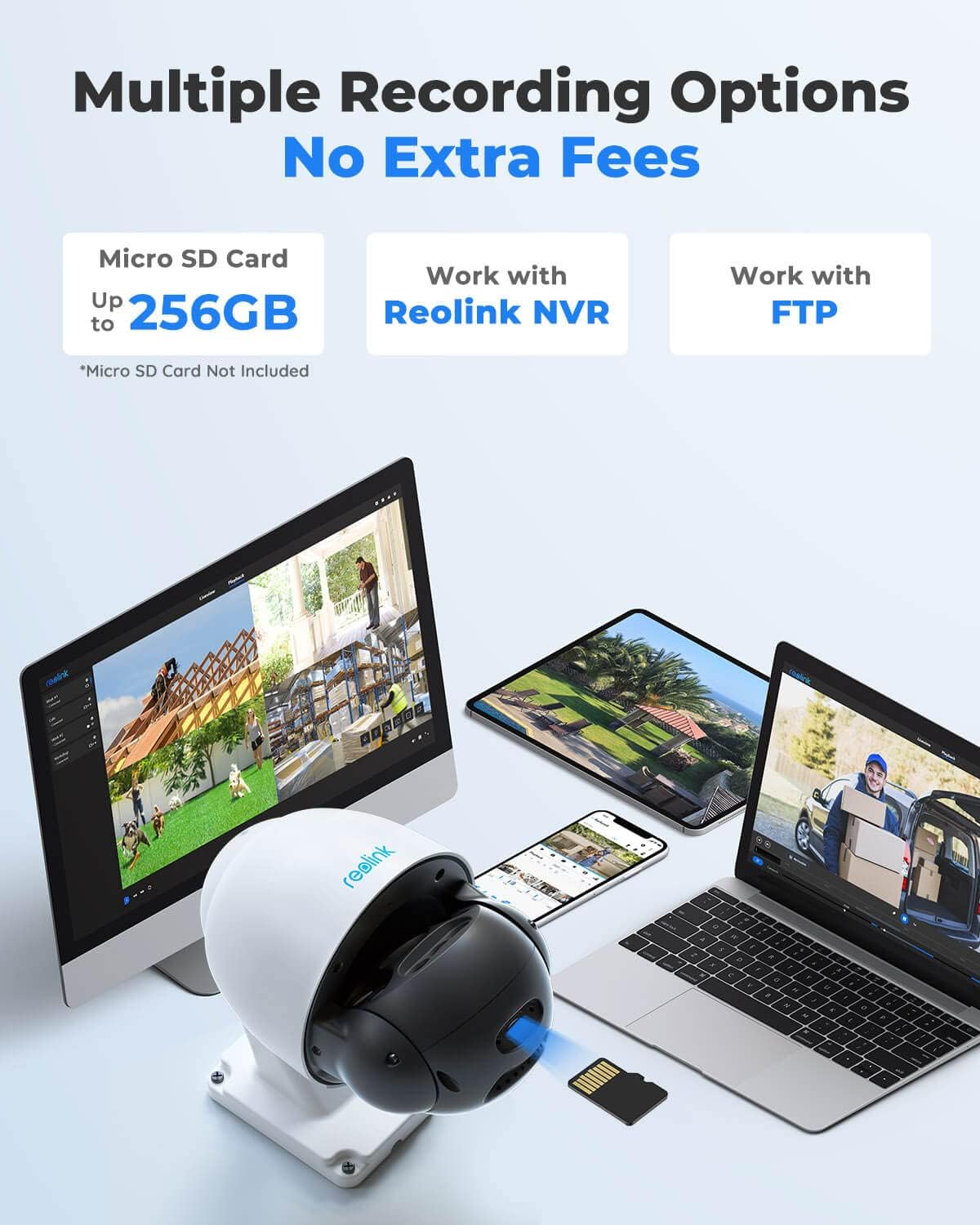 REOLINK 4K PTZ Outdoor Camera, PoE IP Home Security Surveillance, 5X Optical Zoom Auto Tracking, 3pcs Spotlights 190 Ft Color Night Vision, Two Way Talk, Up to 256GB SD Card(Not Included), RLC-823A