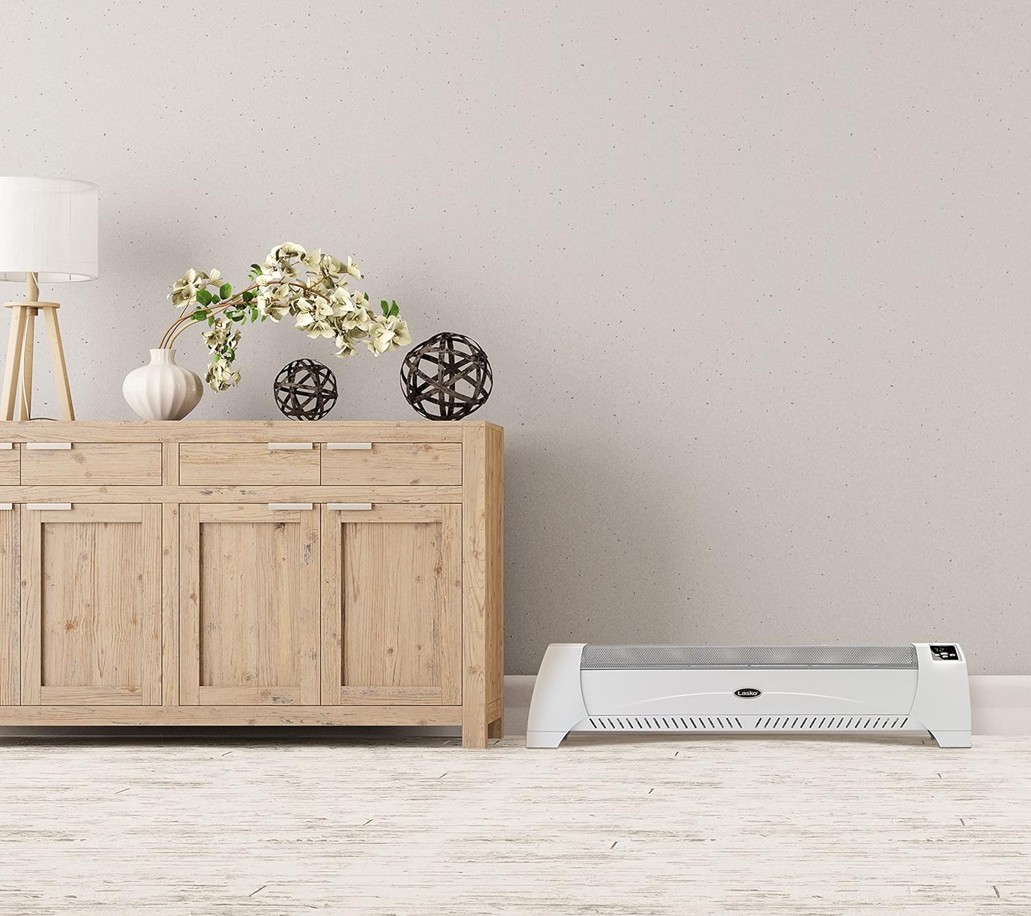 Lasko 5622 Low Profile Silent Room Heater, White