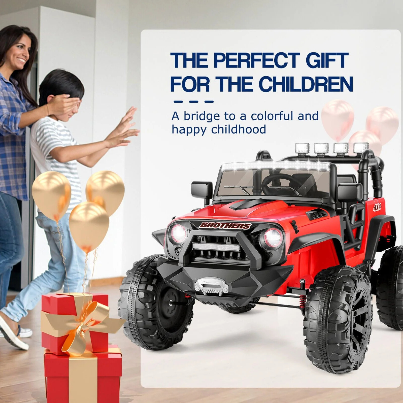 Kids Ride On Truck Car with Remote Control - 24V, 2 Seater, 3 Speed, 9AH Battery, 2*200W Motor