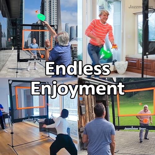 Jazzminton-Sport – The Original Paddle Game with Net for Indoors & Outdoors – Active, Joint-Friendly Family Fun – Like Badminton, Pickleball & Tennis with a Twist