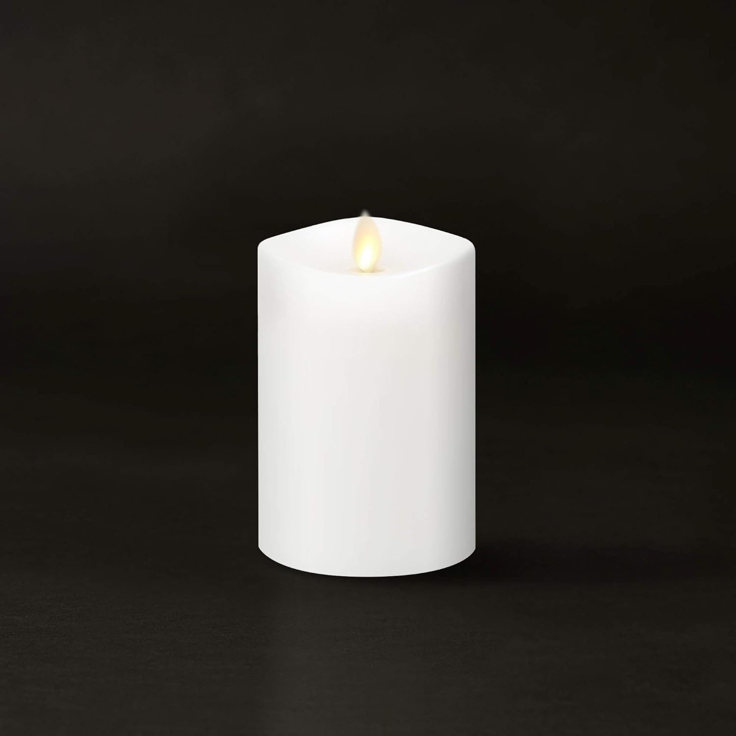 Luminara Flameless Pillar Candle, Small (4.5 inches, Unscented) Real-Flame Effect, Melted Edge, Real Wax, Smooth Finish, White, LED Battery-Powered Candle Pack of 2