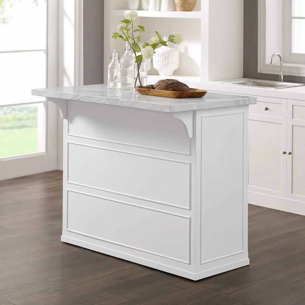 Crosley Furniture Cutler Modern MDF Wood Kitchen Island in White