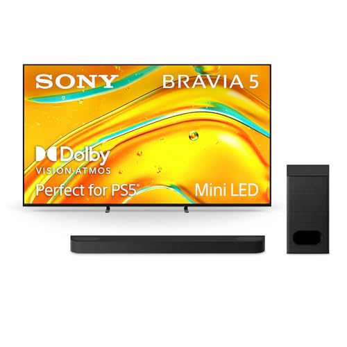 Sony BRAVIA 5 65 Inch TV, Mini LED, 4K Smart Google TV, XR Processor with AI Technology,120hz Television with Dolby Vision/Atmos, Exclusive Features for PlayStation?5, K-65XR50, 2025 Model