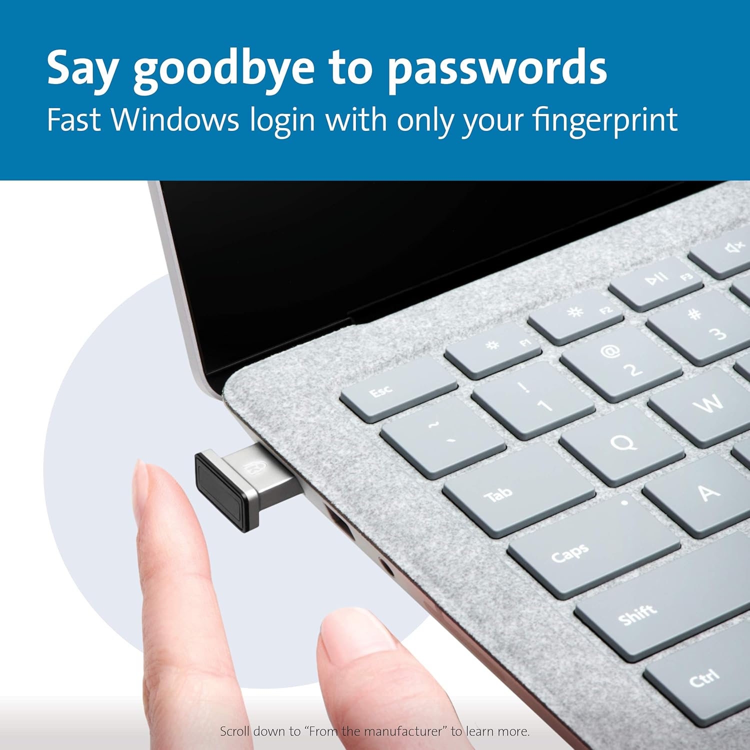 Kensington VeriMark USB Fingerprint Key Reader - Windows Hello, FIDO U2F, Anti-Spoofing (K67977WW),Black Pack of 2