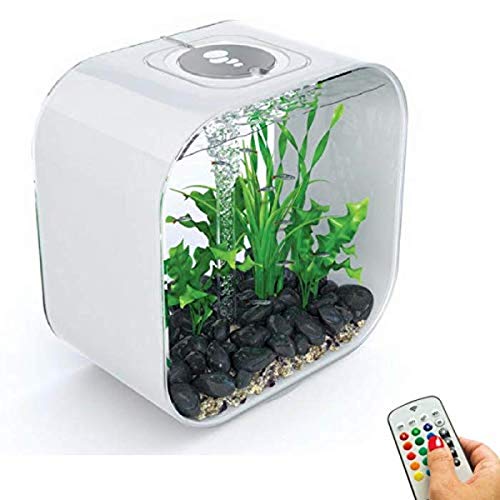 biOrb Life 15 Acrylic 4-Gallon Aquarium with Multi-Color Remote-Controlled LED Lights Modern Compact Tank for Tabletop or Desktop Display, Black