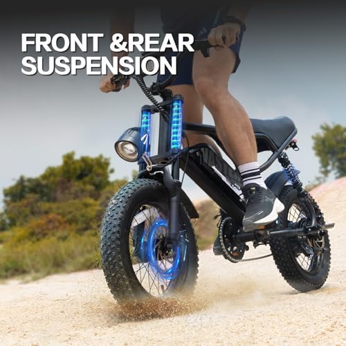 Electric Bike, 16'' Fat Tire E-Bike for Teens/Adults, 500W E-Bike with 36V/12.8Ah Removable Battery, Up to 22MPH, 45 Mile Range, Electric Mountain Bike for Woman/Men