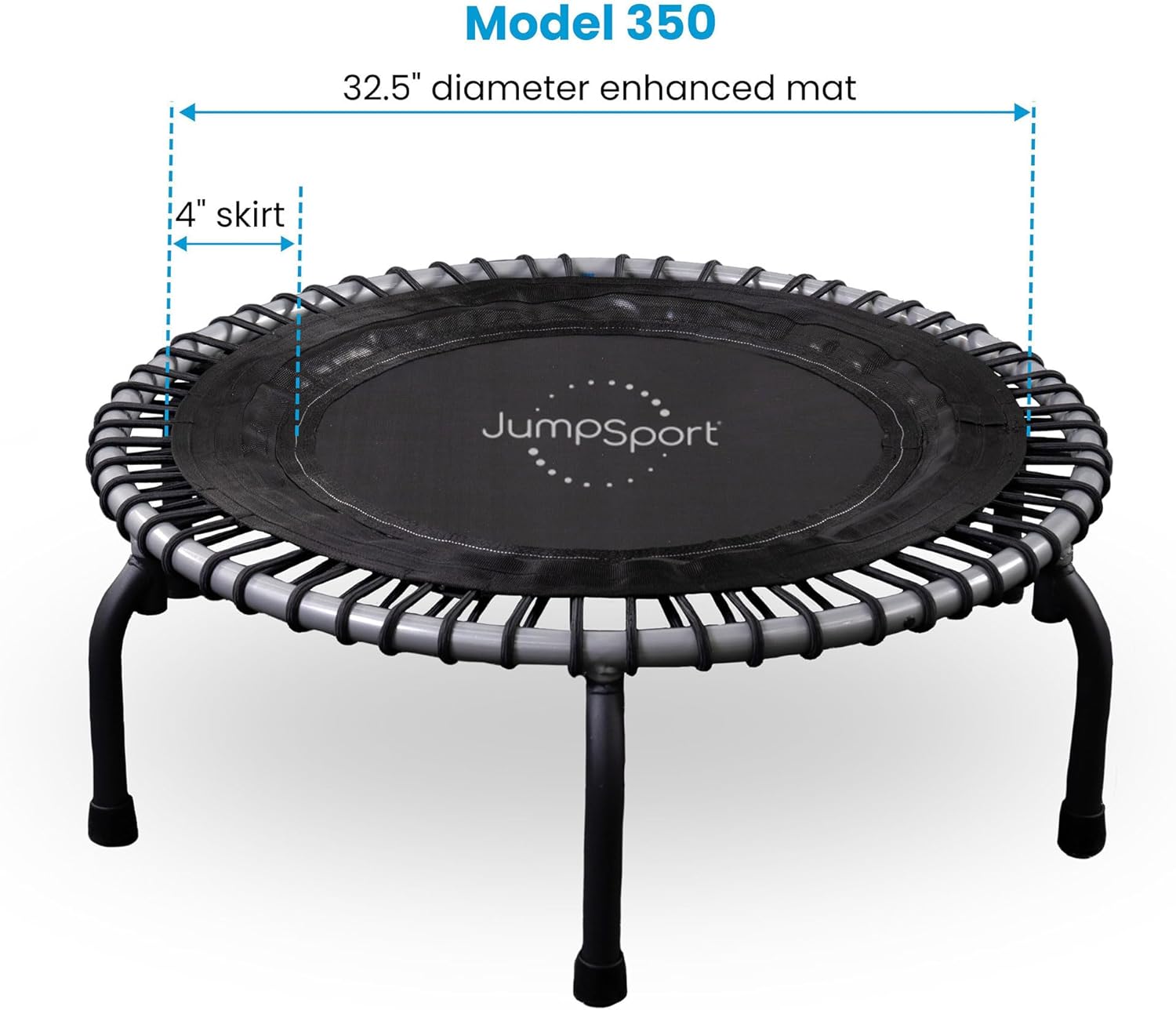 JumpSport 350 Plyometric Rebounder Bundle (Trampoline + PlyoFit Adapter) | 39" | Toning Ball Included