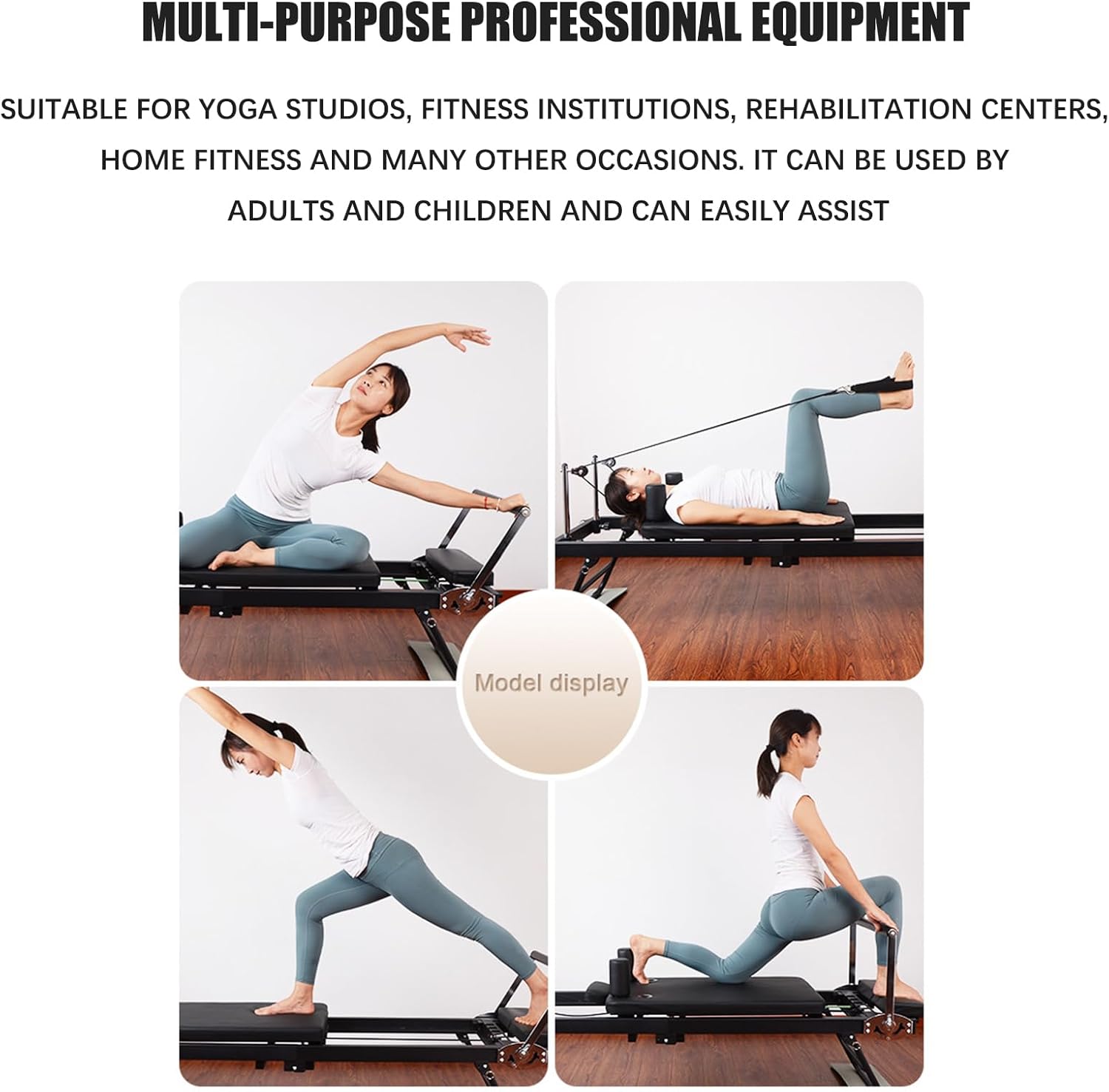 Pilates Reformer, Foldable Reformer Pilates Machine for Home Use, with Dual Resistance- Springs and Cords, Pilates Equipment for Home Workouts with Jump Board, Up to 400 LBS