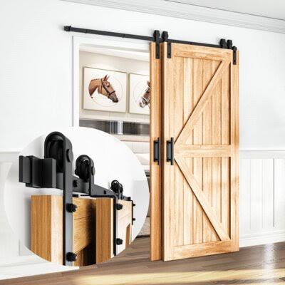 Low Ceiling Single Bypass Double Door Barn Hardware Kit Bronco Hardware Track Length: 78 in.