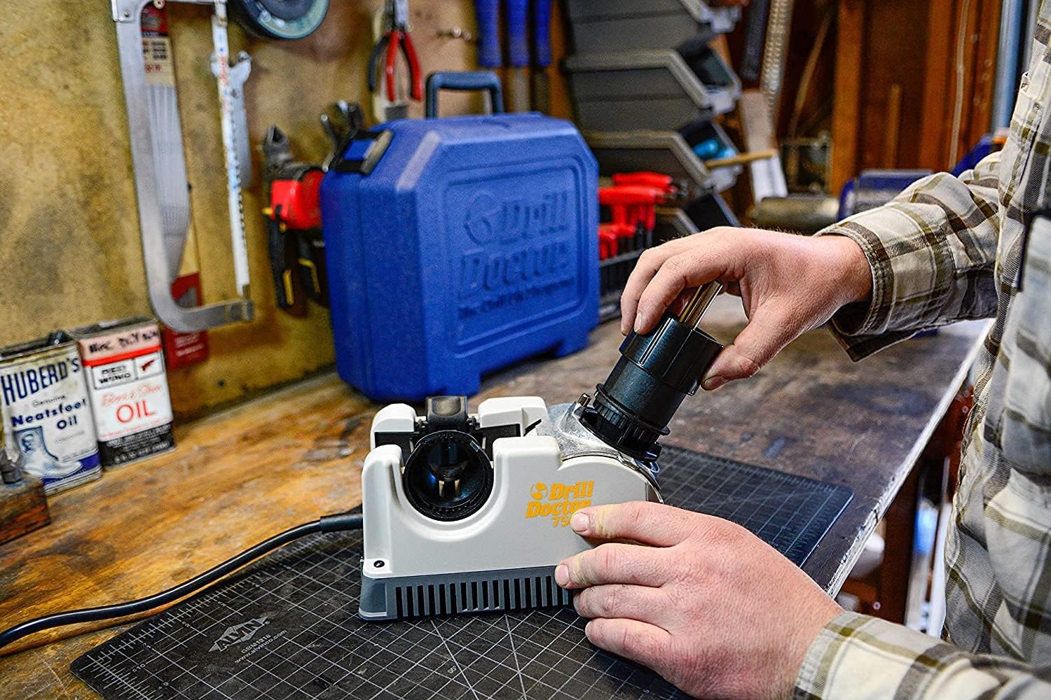 Drill Doctor - DD750X 750X Drill Bit Sharpener for High-Speed Steel, Masonry, Carbide, Cobalt, & TiN-coated Drill Bits, with Adjustable Angles from 115° to 140°, Sharpens 3/32in �?3/4in Drill Bits gray/black