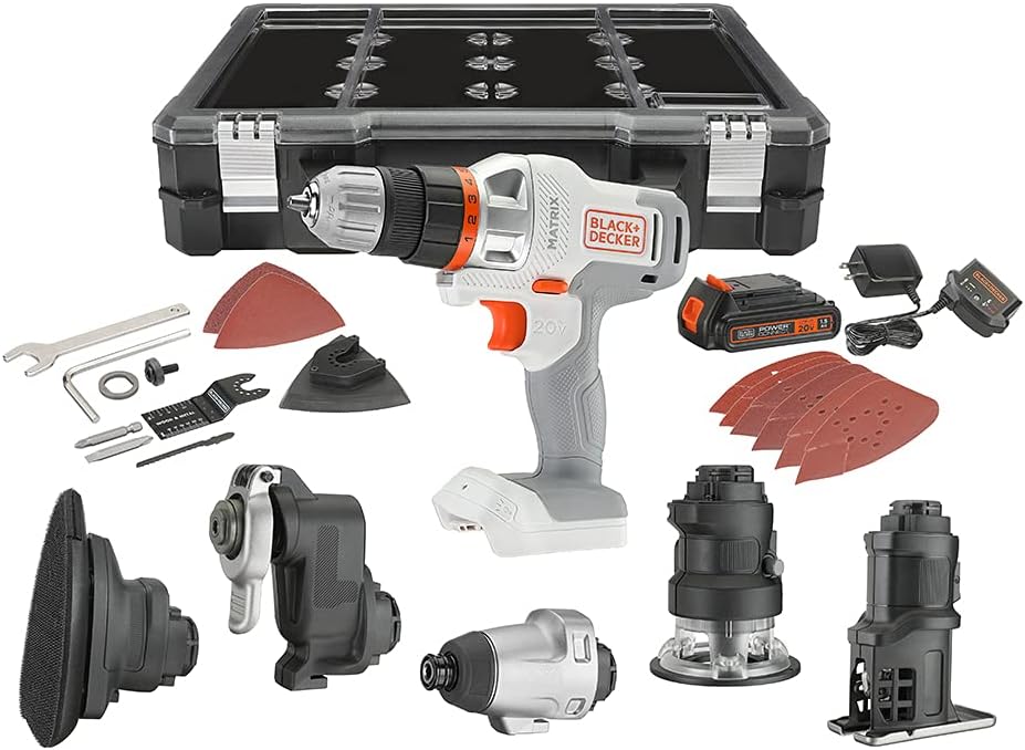 BLACK+DECKER 20V MAX MATRIX Cordless Drill Combo Kit with Case, 6-Tool (BDCDMT1206KITC)