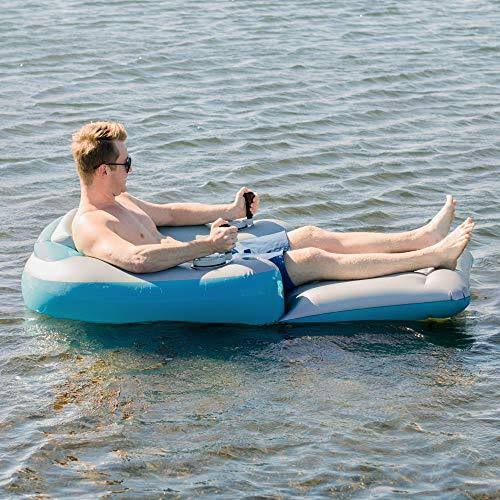 PoolCandy Splash Runner Motorized Swimming Pool Lounger - Grey with Turquoise
