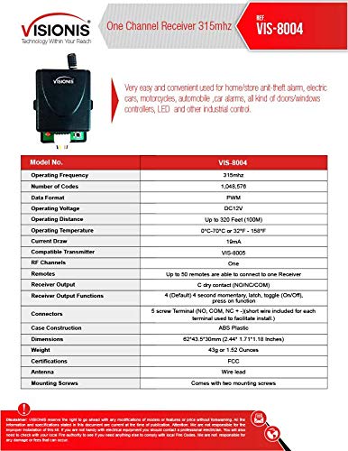Visionis FPC-5355 One Door Access Control Outswinging Door 600lbs Electromagnetic Lock kit with Wireless Receiver Remote and PIR Kit