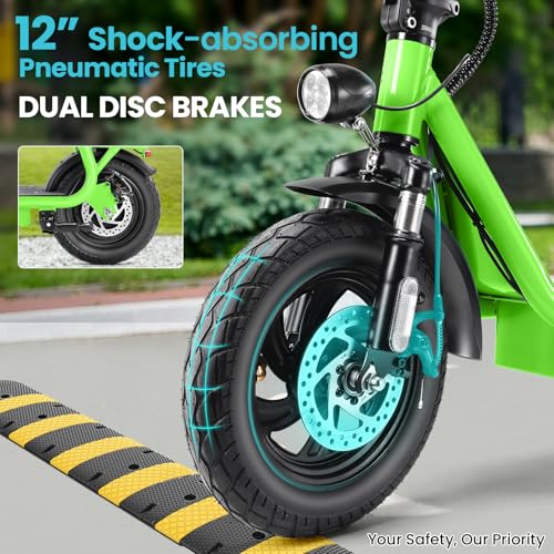 Caroma Peak 800W/1200W Electric Scooter Adults, 30 Miles Max Range, Foldable Electric Scooter with Seat, Front Suspension, Detachable Large Basket,Commuter E-Scooter for Adult and Teens