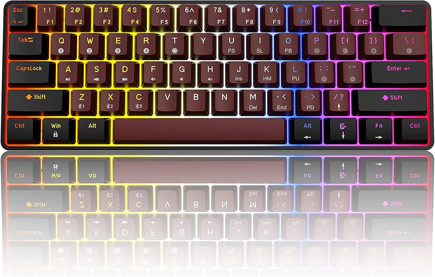 TMKB GK61 60% Mechanical Gaming Keyboard,Hot Swap Dual-Mode RGB Blacklit Ultra-Compact Mini Compact 61 Keys Keyboard for PC/Mac Gamer Full-Key Programmable (Red Switch)