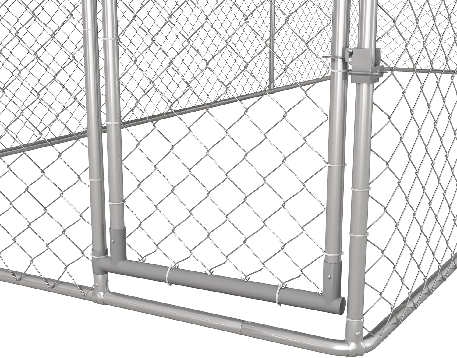 PawHut Large Dog Kennel Outside, Heavy Duty Dog Cage with Waterproof Cover, Outdoor Fence Dog Run with Galvanized Chain Link, Secure Lock, 19.7' x 7.5' x 7.5'