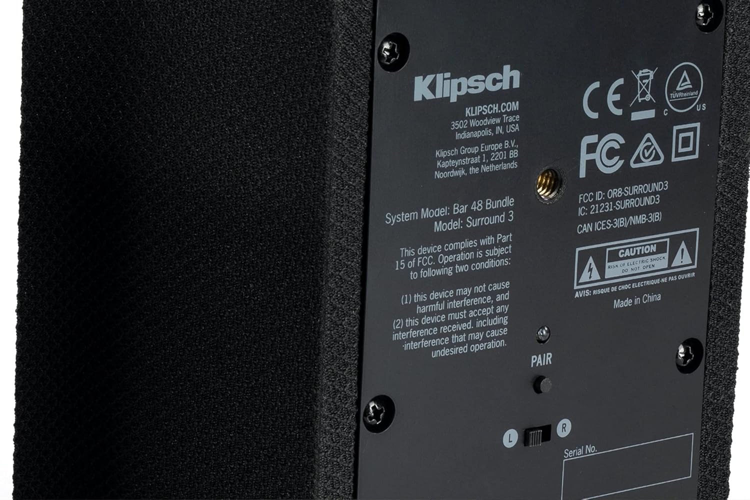 Klipsch Surround 3 Speaker Pair, Black, Model:1067530