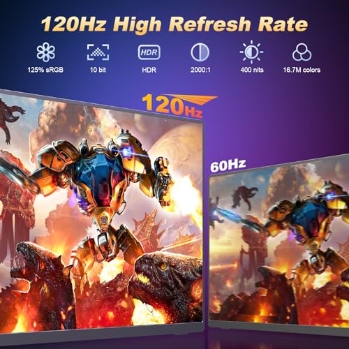 18.5 Inch Large Portable Monitor, 120Hz 1080P FHD IPS Portable Gaming Travel Screen Display for Laptop/Phone/Xbox PS4/5, 125% sRGB, Dual Speakers, VESA & Smart Cover
