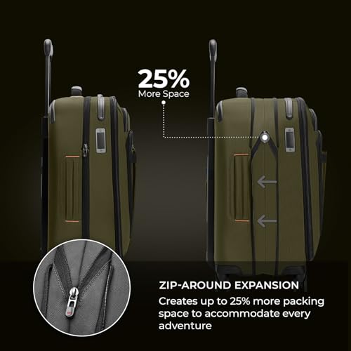Briggs & Riley Domestic 22" Carry On Expandable Spinner - Luggage for Travel, Suitcases with Wheels, Softside Rolling Bag for Men & Women, Self-Repairing Zipper - ZDX Collection, Black