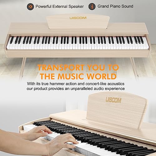 88 Key Weighted Keyboard Piano - Beginner Digital Piano Full Size Multi-Functional Wooden Electric Keyboard with Portable Stand | Power Adapter | Triple Pedal | MIDI Connecting